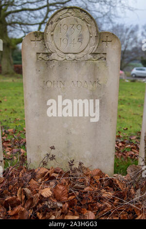 The 1939-1945 Bath Air Raid Grave of John Adams at Haycombe Cemetery, Bath, England Stock Photo