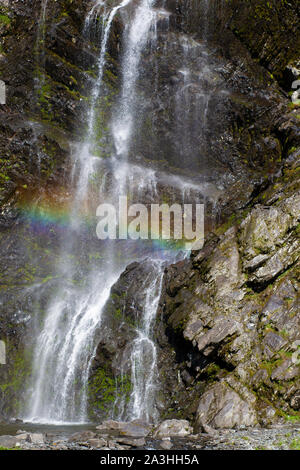 Bridal Veil Falls in Keystone Canyon along the Richardson Highway near Valdez Alaska. Stock Photo