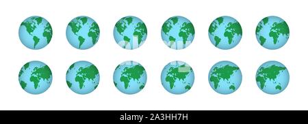 Set of realistic 3D planet maps illustration Stock Vector