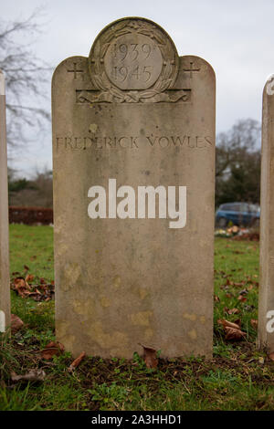 The 1939-1945 Bath Air Raid Grave of Frederick Vowles at Haycombe Cemetery, Bath, England Stock Photo