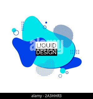 Vector blue liquid shapes. Abstract trendy fluid background. Modern composition with text for banners, logo design Stock Vector