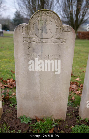 The 1939-1945 Bath Air Raid Grave of John Arcle at Haycombe Cemetery, Bath, England Stock Photo