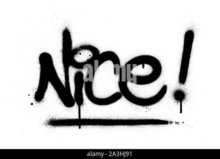graffiti nice word sprayed in black over white Stock Vector
