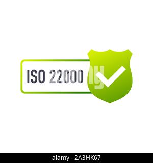 ISO 22000 Certified badge, icon. Certification stamp. Flat design. Vector stock illustration. Stock Vector