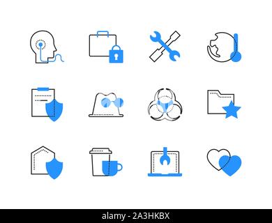 Technology and legal services color icons set Stock Vector