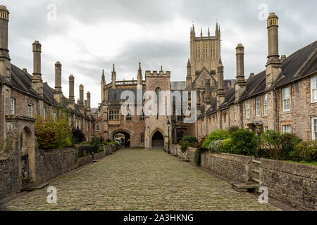 Vicars’ Close – A Grade 1 listed Medieval Street in Wells, Somerset, England, UK Stock Photo