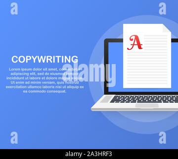 Concept for Copywriting, content development, freelance, blog post. Vector stock illustration. Stock Vector