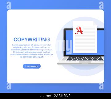 Concept for Copywriting, content development, freelance, blog post. Vector stock illustration. Stock Vector