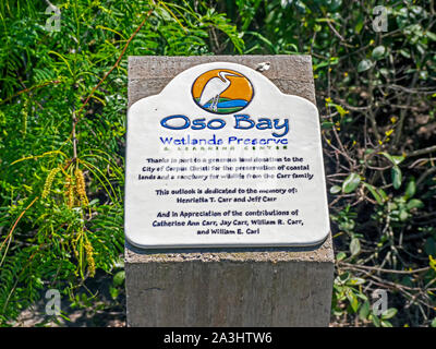 Sign at the Oso Bay Wetlands Preserve & Learning Center describing the ...