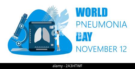 World Pneumonia Day concept of helath care in 12th November. Stock Vector