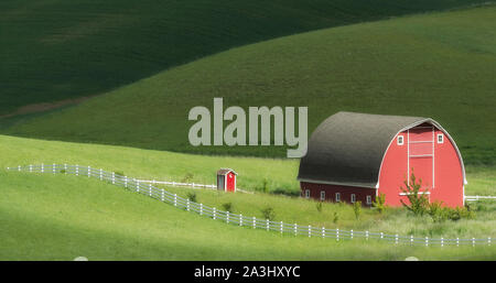 Palouse Red Barn Stock Photo