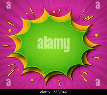 Comics background. Cartoon poster in pop art style with yellow-green speech bubbles with halftone and sound effects. Funny colorful banner with place Stock Vector