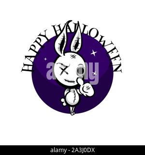 Cute evil rabbit halloween woodoo sewing toy Stock Vector