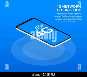 4G network wireless systems and internet. Communication network. Vector stock illustration. Stock Vector