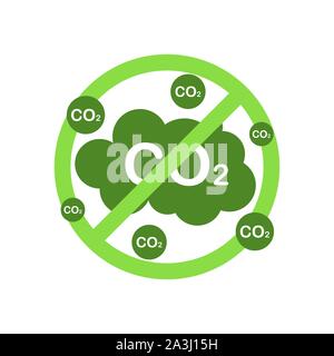 Ecological stop co2 emissions sign on white background. Vector stock illustration. Stock Vector