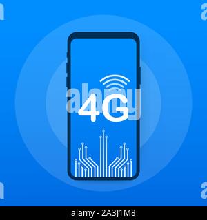 4G network wireless systems and internet. Communication network. Vector stock illustration. Stock Vector