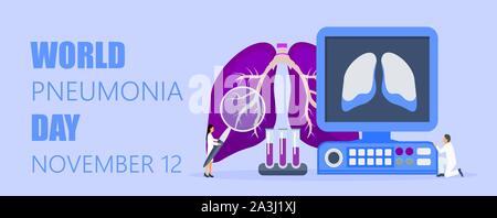 World Pneumonia Day concept of helath care in 12th November. Stock Vector