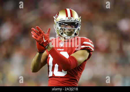 Cleveland Browns quarterback Baker Mayfield (6) against the San Francisco  49ers during the first half of an NFL football game in Santa Clara, Calif.,  Monday, Oct. 7, 2019. (AP Photo/Ben Margot Stock