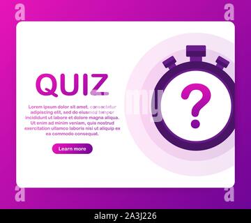 Quiz. Quiz online on laptop. The concept is the question with the answer. Vector stock illustration. Stock Vector