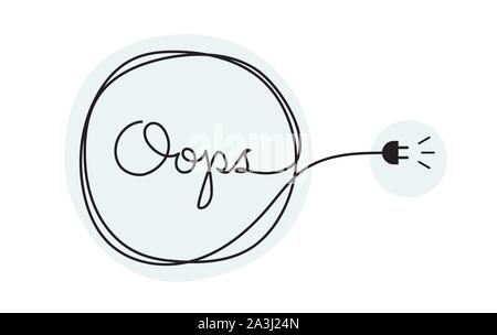 Handwritten lettering with text oops - 404 error page. Stock Vector
