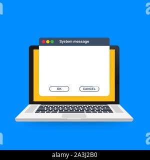 Old School Operating System Message Template. Classic Computer User Interface Element with OK and Cancel Buttons. Vector stock illustration. Stock Vector