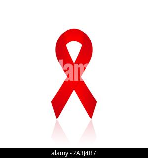 Red ribbon aids awareness, vector stock illustration solidarity concept. Stock Vector