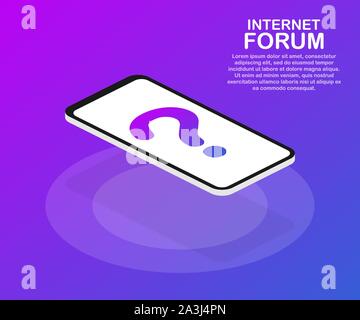 Internet forum, communicating people, society isometric concept. Vector stock illustration. Stock Vector