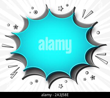 Comics background. Cartoon poster in pop art style with grey - blue speech bubbles with halftone and sound effects. Funny colorful banner with place f Stock Vector