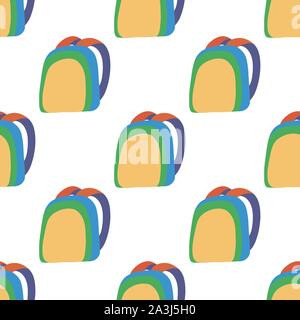 Abstract seamless pattern with yellow green backpack for cover design, big scale. Modern repeat background. Vector modern creative illustration. Backdrop decoration. Stock Vector
