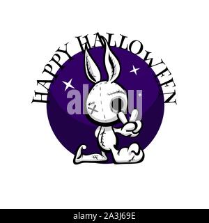 Cute evil rabbit halloween woodoo sewing toy Stock Vector
