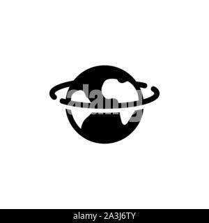 Planet black glyph icon, Earth orbit vector illustration on a white background Stock Vector