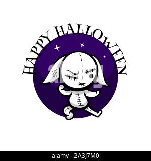 Cute evil rabbit halloween woodoo sewing toy Stock Vector