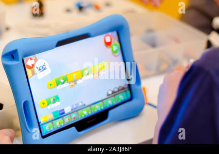 Robotics workshop for kids. Stock Photo