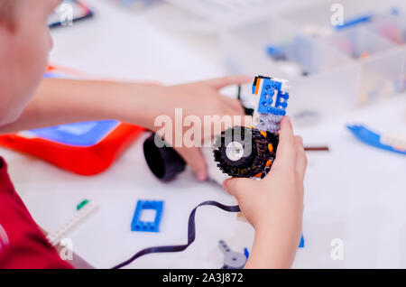 Robotics workshop for kids. Stock Photo