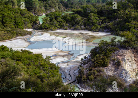 view of geo thermal park Waiotapu, New Zealand Stock Photo