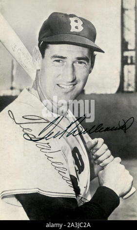 Autographed photo of legendary baseball player Ted Williams of the Boston Red Sox Stock Photo