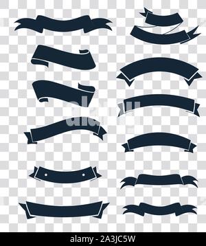 Starburst labels set. Ribbon elements. Vintage. Modern black colored simple ribbons collection.  Stock Vector
