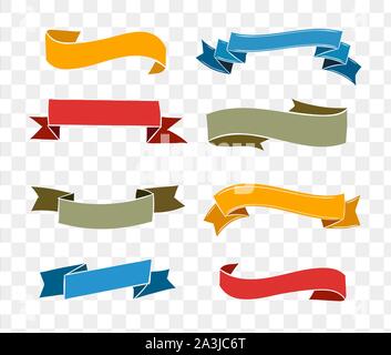 Ribbon elements set. Starburst label. Vintage. Modern simple ribbons collection.  Stock Vector