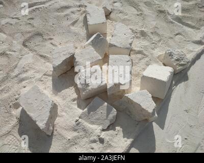 White Limestone Quarry and Saw Machines in Nagorny Karabakh Dispute Territory 2019 Stock Photo