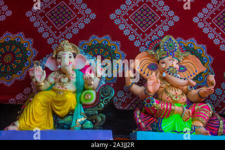 Decoreted Ganesh idol during Ganesh Chaturthi festival in Mumbai India Stock Photo