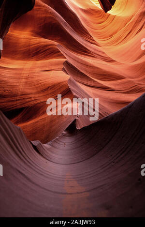 Beautiful shapes from  red sandstone at lower antelope canyon Stock Photo