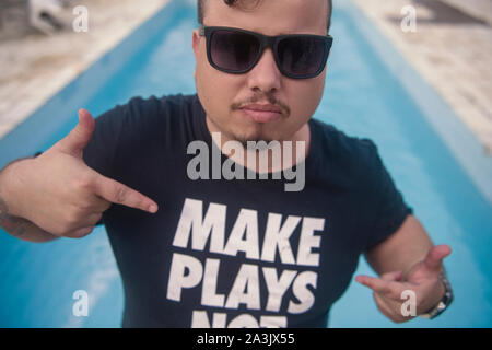 Professional poker player enjoying vacations in south Brazil Stock Photo