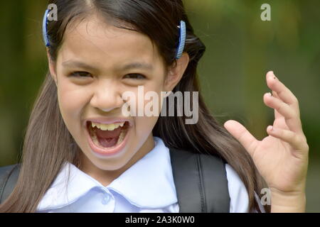 Stressful Young Asian Person Wearing School Uniform Stock Photo