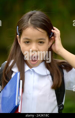 Stressed Prep Diverse Female Student School Girl Wearing Uniform Stock Photo