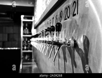 Beer Taps, Vocation Bar, assembly Underground, Leeds, West Yorkshire Stock Photo