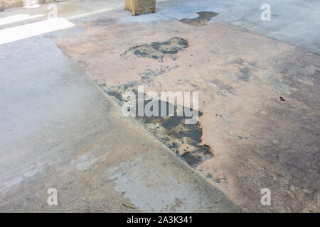 The water on cement floor cracks Stock Photo