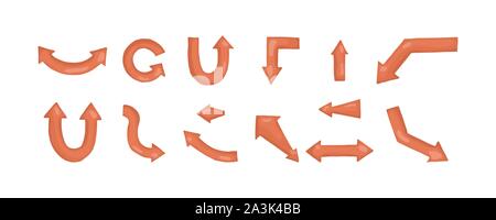 Arrow red icons set. Vector illustration. Cursors sign collection Stock Vector