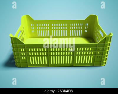 Modern green fruit box for sale 3d rendering on blue background with shadow Stock Photo