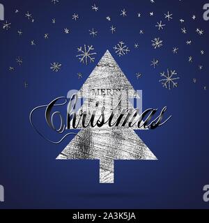 Christmas silver tree. Brush strokes of paint silver Stock Vector