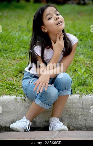 A Girl With Sore Throat Stock Photo